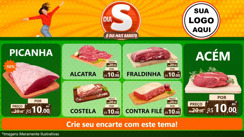 Modelo de TV para TV Horizontal com o tema Dia S - O Dia Mais Barato para Açougue