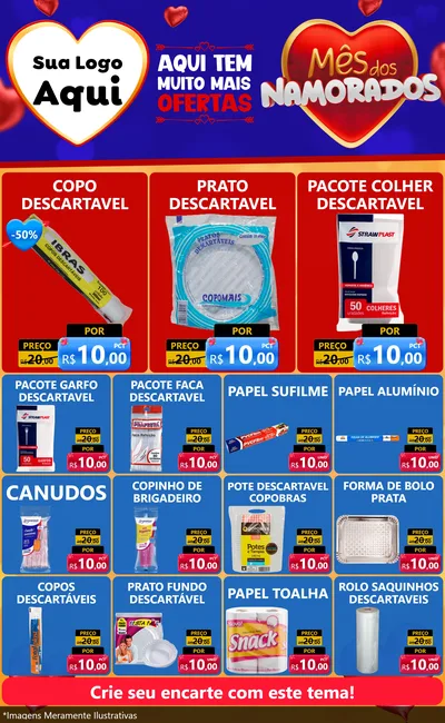 Modelo de Encarte para Encarte Grande com o tema Mês dos Namorados para Embalagens