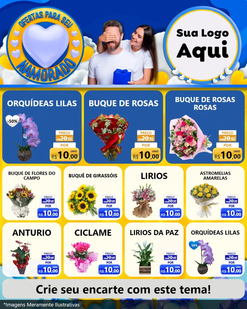 Modelo de Rede Social para Feed Instagram com o tema Ofertas Para Seu Namorado para Floricultura e jardim