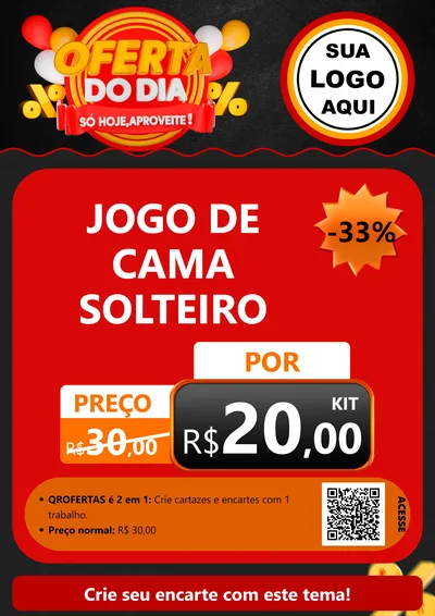 Modelo de Cartaz para Cartaz A4 Vertical com o tema Oferta do Dia - Só hoje, Aproveite! para Cama, Mesa e Banho