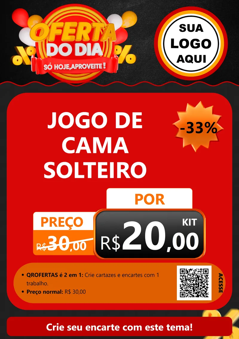 Modelo de Cartaz para Cartaz A4 Vertical com o tema Oferta do Dia - Só hoje, Aproveite! para Cama, Mesa e Banho