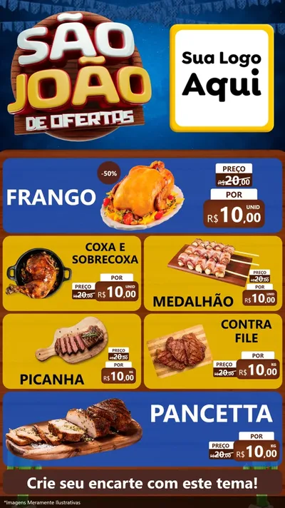 Modelo de TV para TV Vertical com o tema São João Ofertas Imbatíveis! - Junina para Assados