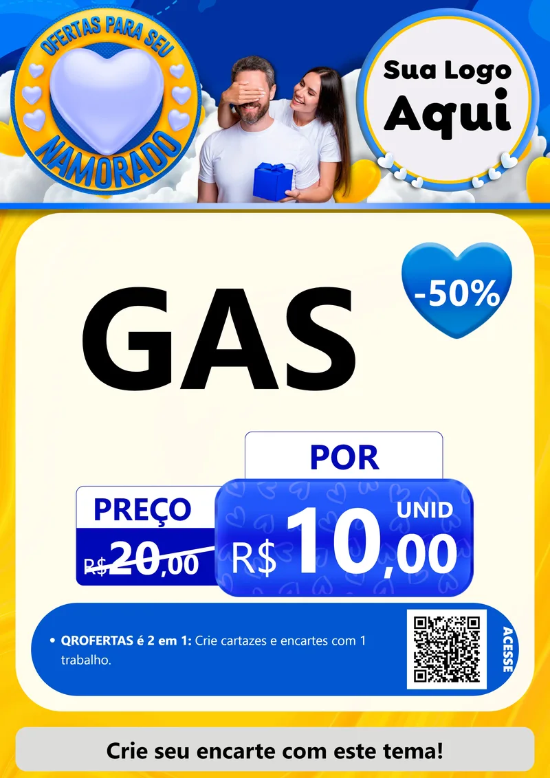 Modelo de Cartaz para Cartaz A4 Vertical com o tema Ofertas Para Seu Namorado para Água e gás