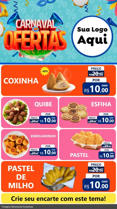 Modelo de TV para TV Vertical com o tema Carnaval de Ofertas para Salgadaria