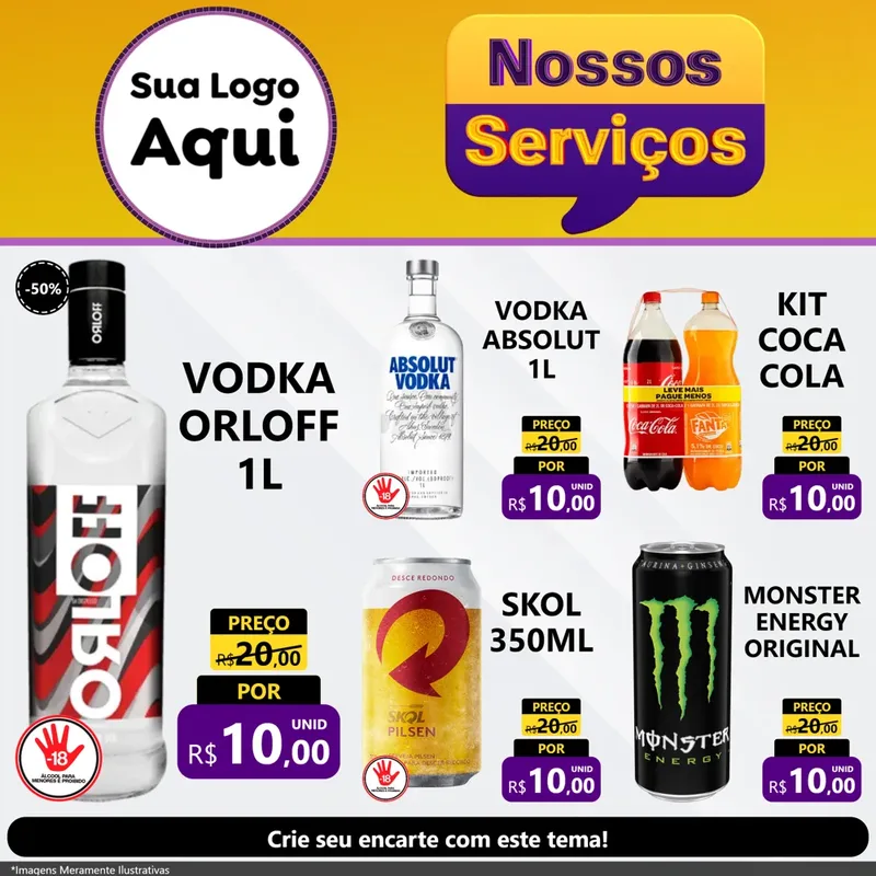Modelo de Rede Social para Feed Facebook com o tema Nossos Serviços para Distribuidora de bebidas