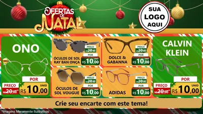 Modelo de TV para TV Horizontal com o tema Ofertas de Natal para Óticas