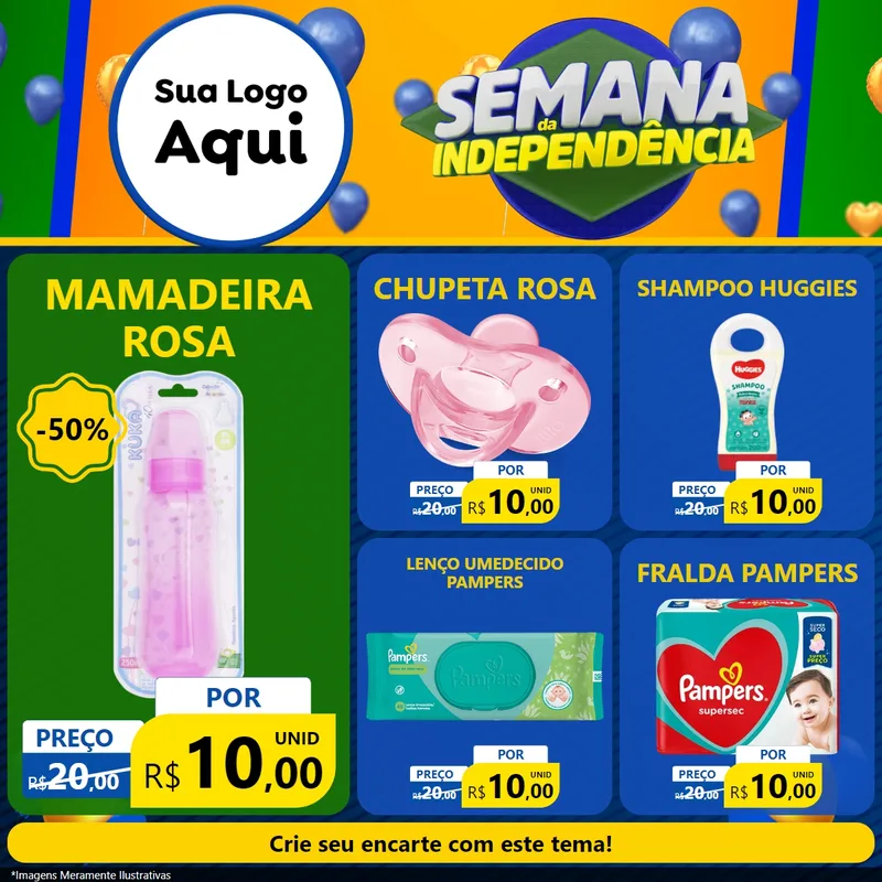 Modelo de Rede Social para Feed Facebook com o tema Semana da Independência para Bebês