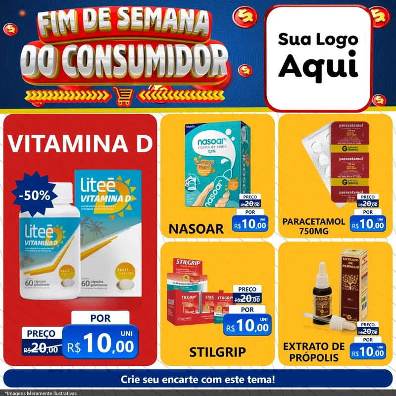 Modelo de Rede Social para Feed Facebook com o tema Fim de Semana do Consumidor para Farmácia