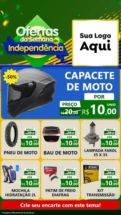 Modelo de Rede Social para Stories com o tema Ofertas da Semana da Independência para Moto peças