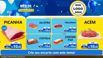Modelo de TV para TV Horizontal com o tema Mês de Aniversário para Açougue