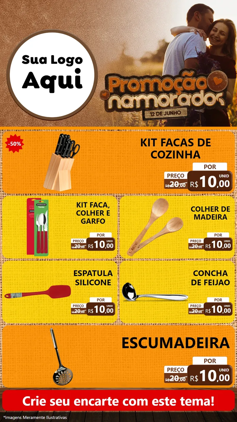 Modelo de TV para TV Vertical com o tema Promoção Namorados para Utilidades Domésticas