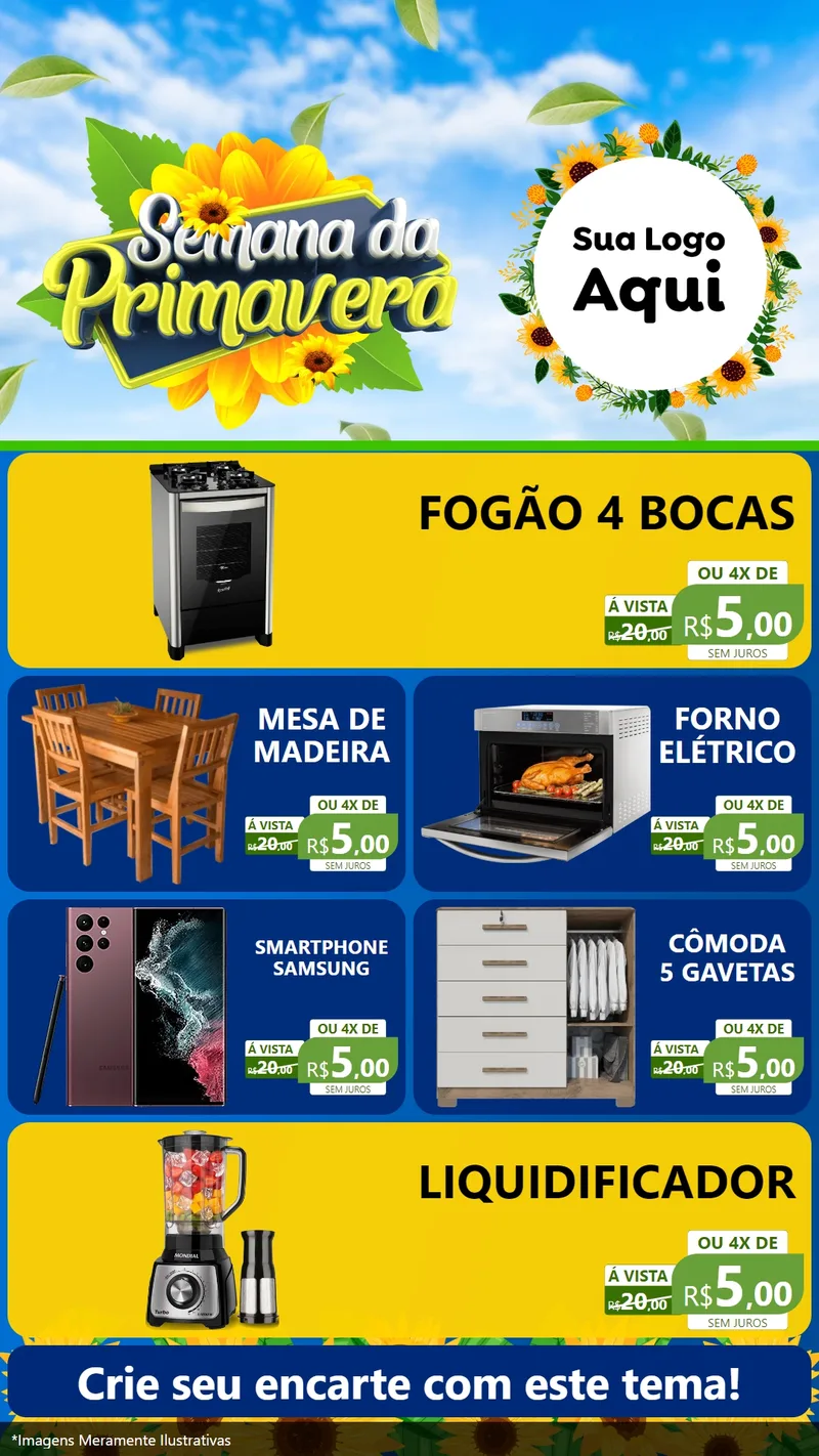 Modelo de TV para TV Vertical com o tema Semana da Primavera para Móveis e Eletro