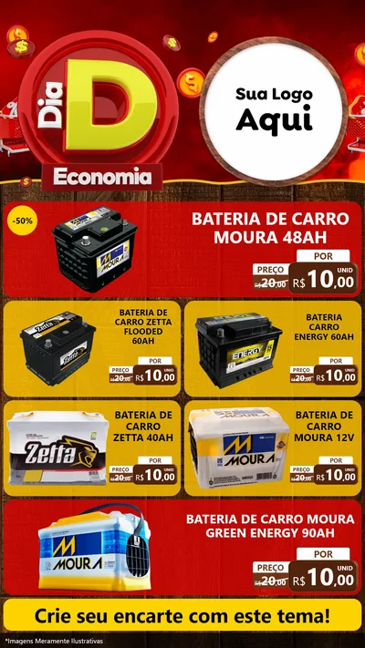 Modelo de TV para TV Vertical com o tema Dia D Economia para Baterias Elétricas