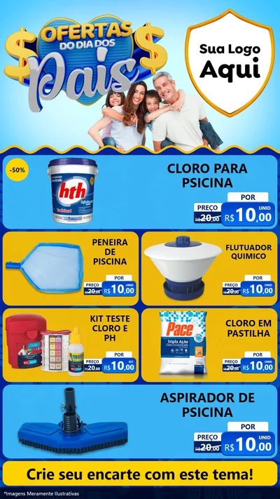 Modelo de TV para TV Vertical com o tema Ofertas do Dia dos Pais para Produtos para Piscina