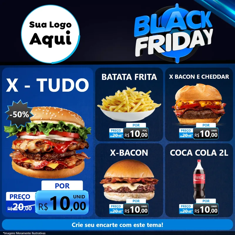 Modelo de Rede Social para Feed Facebook com o tema Black Friday para Hamburgueria