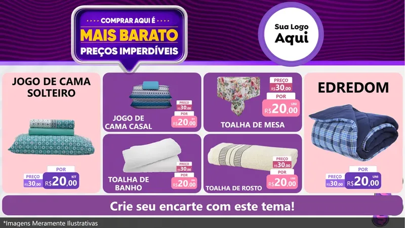 Modelo de TV para TV Horizontal com o tema Mais Barato para Cama, Mesa e Banho