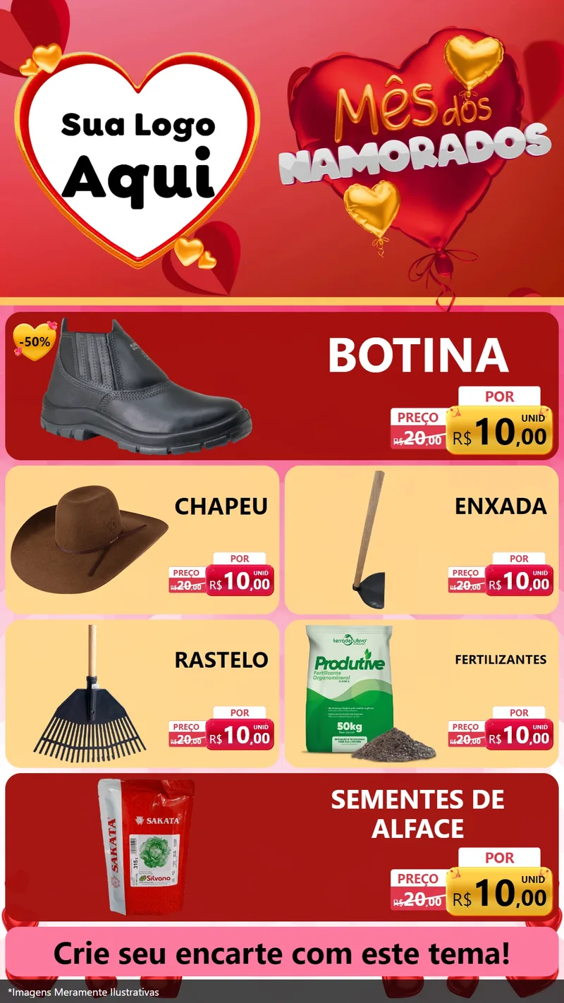 Modelo de TV para TV Vertical com o tema Mês dos Namorados para Agropecuária