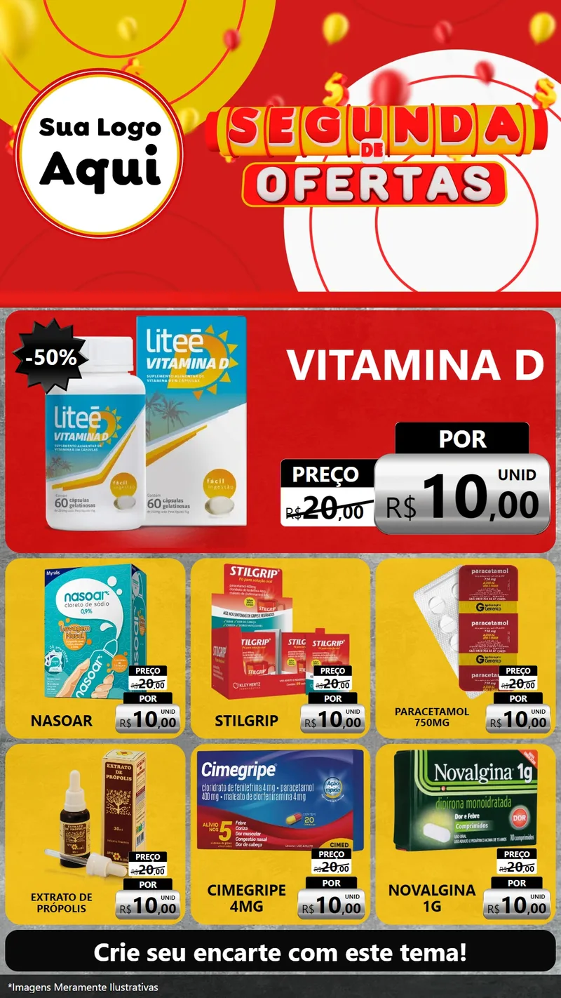 Modelo de Rede Social para Stories com o tema Segunda de Ofertas para Farmácia