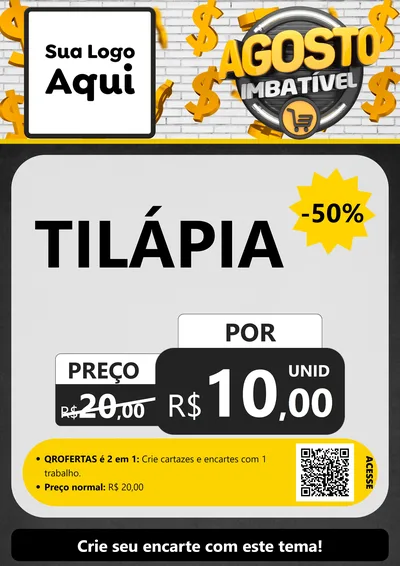Modelo de Cartaz para Cartaz A4 Vertical com o tema Agosto imbatível para Peixaria