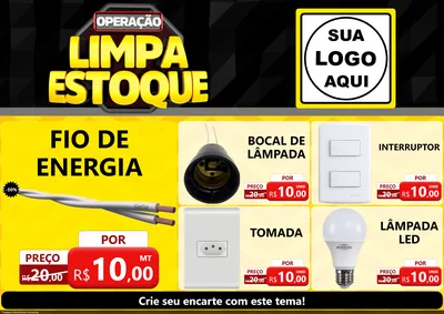 Modelo de Encarte para Encarte A4 Horizontal com o tema Operação Limpa Estoque para Materiais Elétricos