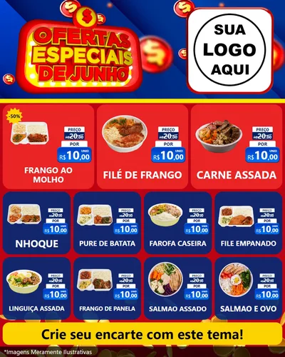Modelo de Rede Social para Feed Instagram com o tema Ofertas Especiais de Junho para Restaurante