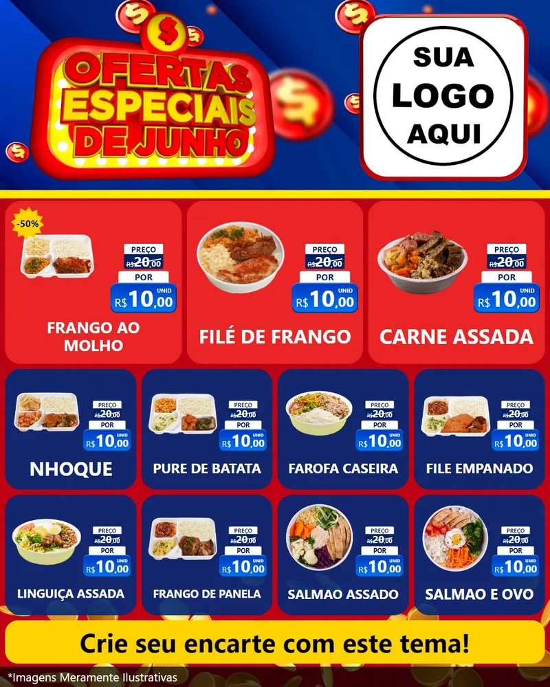 Modelo de Rede Social para Feed Instagram com o tema Ofertas Especiais de Junho para Restaurante