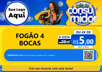 Modelo de Cartaz para Cartaz A4 Horizontal com o tema Mês do Consumidor para Móveis e Eletro