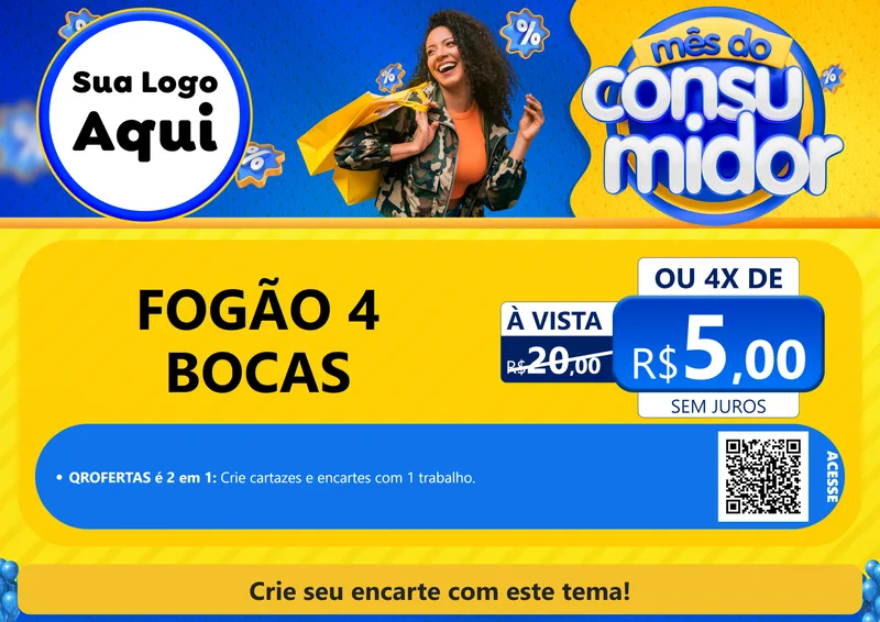 Modelo de Cartaz para Cartaz A4 Horizontal com o tema Mês do Consumidor para Móveis e Eletro