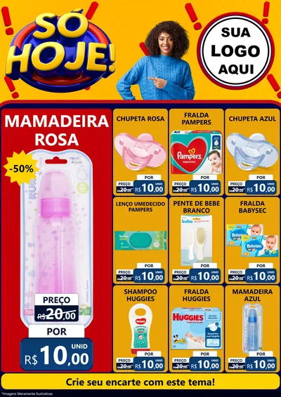 Modelo de Encarte para Encarte A4 Vertical com o tema Só Hoje! para Bebês