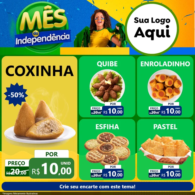 Modelo de Rede Social para Feed Facebook com o tema Mês da Independência para Salgadaria