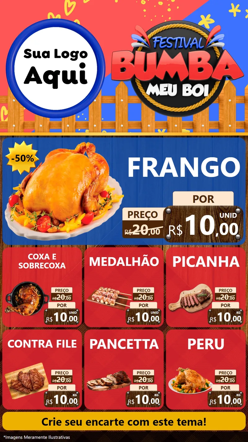 Modelo de Rede Social para Stories com o tema Festival Bumba Meu Boi para Assados