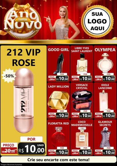 Modelo de Encarte para Encarte A4 Vertical com o tema Super Ano Novo para Perfumes