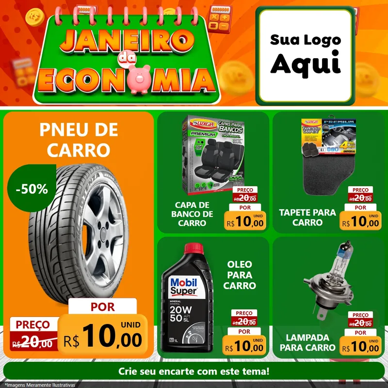 Modelo de Rede Social para Feed Facebook com o tema Janeiro da Economia para Auto peças