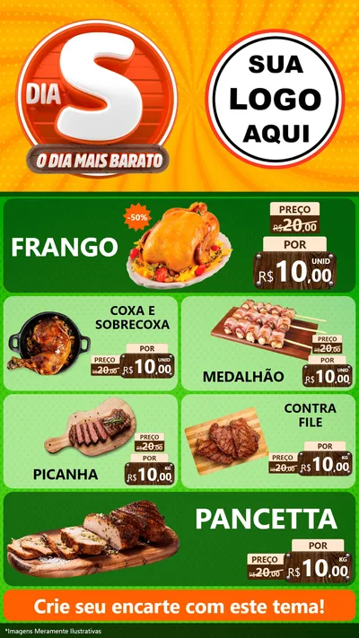 Modelo de TV para TV Vertical com o tema Dia S - O Dia Mais Barato para Assados