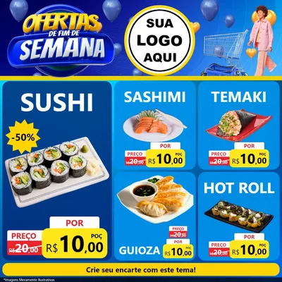 Modelo de Rede Social para Feed Facebook com o tema Ofertas de Fim de Semana para Comida japonesa
