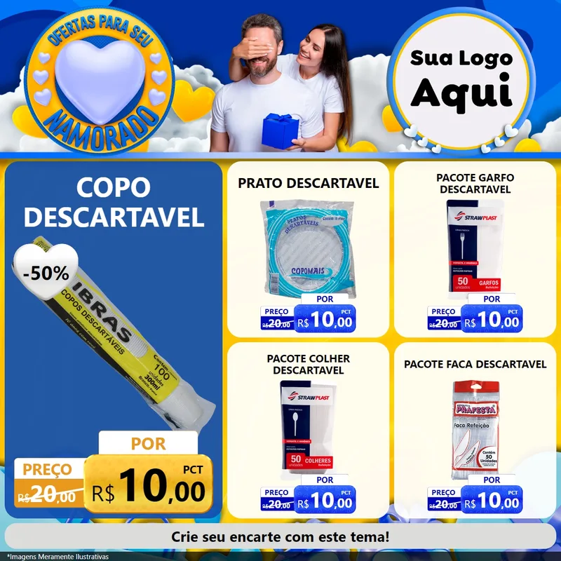 Modelo de Rede Social para Feed Facebook com o tema Ofertas Para Seu Namorado para Embalagens