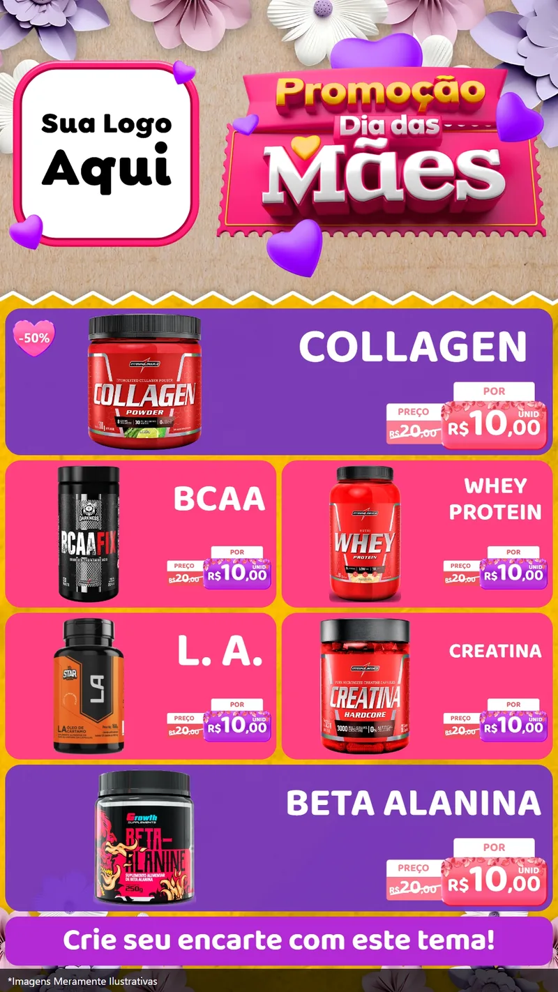 Modelo de TV para TV Vertical com o tema Promoção Dia das Mães para Suplementos alimentares