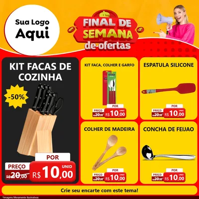 Modelo de Rede Social para Feed Facebook com o tema Final de Semana de Ofertas para Utilidades Domésticas