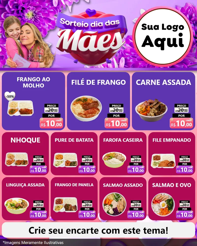 Modelo de Rede Social para Feed Instagram com o tema Sorteio Dia das Mães para Restaurante