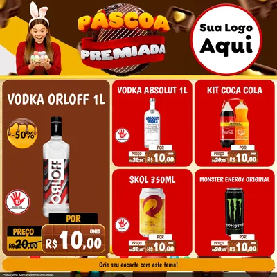 Modelo de Rede Social para Feed Facebook com o tema Páscoa Premiada para Distribuidora de bebidas