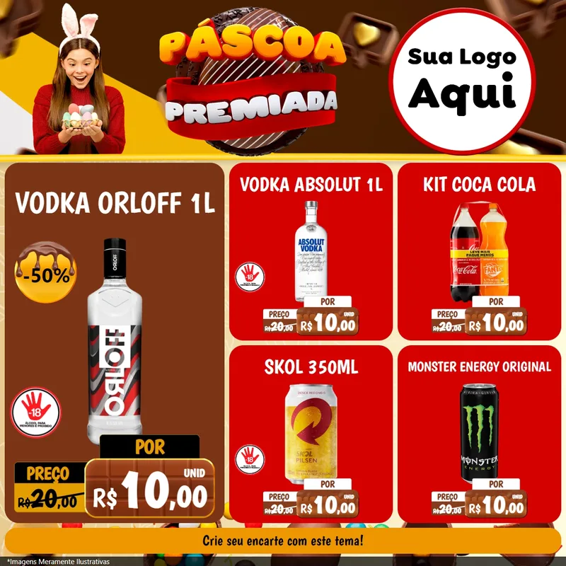 Modelo de Rede Social para Feed Facebook com o tema Páscoa Premiada para Distribuidora de bebidas