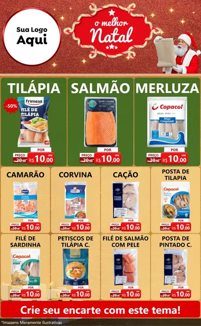 Modelo de Encarte para Encarte Grande com o tema O Melhor Natal para Peixaria