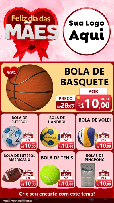 Modelo de Rede Social para Stories com o tema Feliz Dia Das Mães para Artigos Esportivos