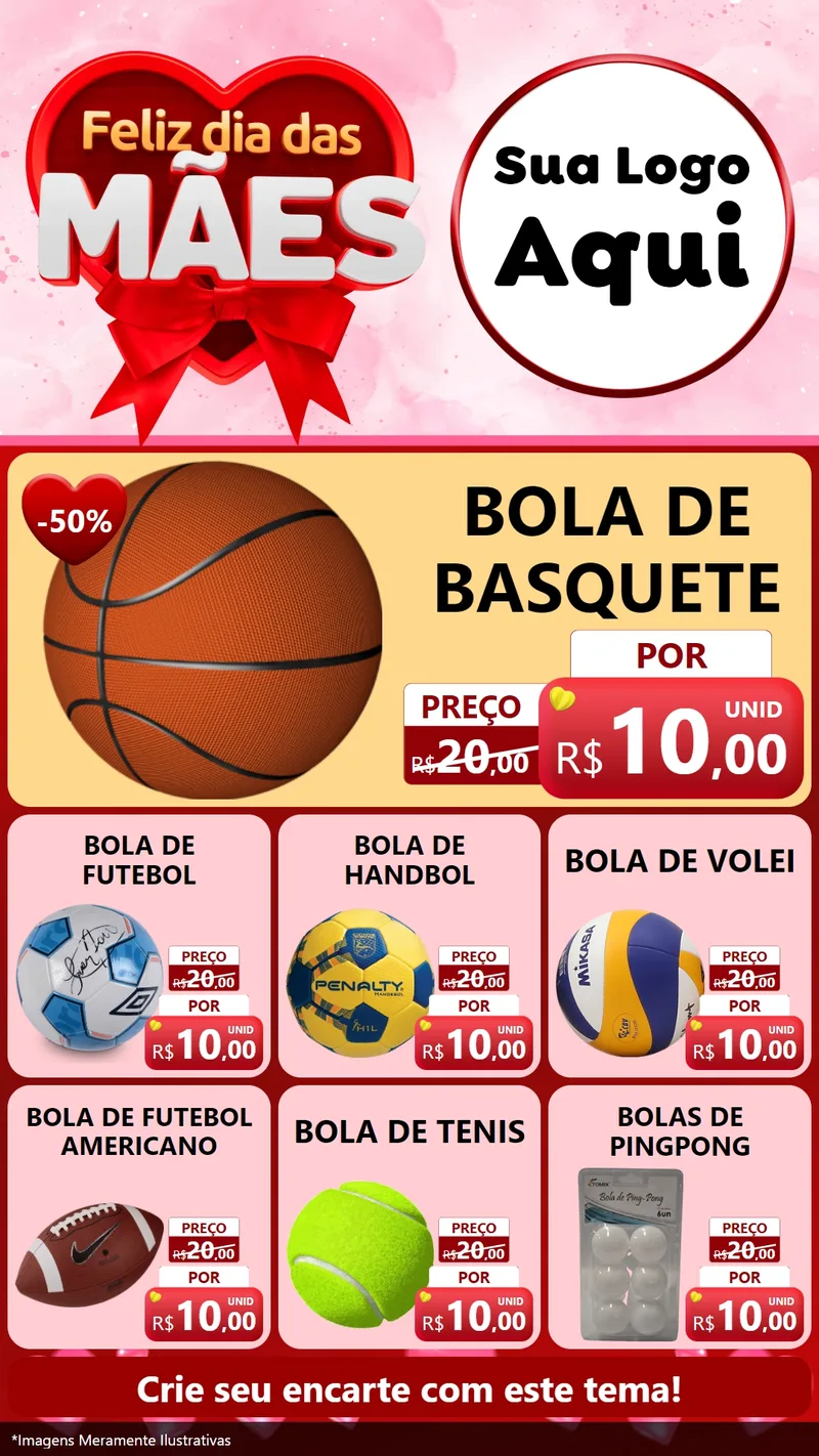 Modelo de Rede Social para Stories com o tema Feliz Dia Das Mães para Artigos Esportivos