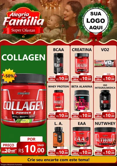 Modelo de Encarte para Encarte A4 Vertical com o tema Alegria Em Família - Super Ofertas para Suplementos alimentares