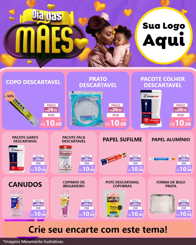 Modelo de Rede Social para Feed Instagram com o tema Dia das Mães para Embalagens