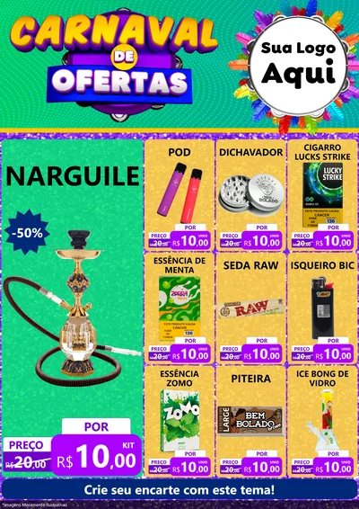 Modelo de Encarte para Encarte A4 Vertical com o tema Carnaval de Ofertas para Tabacaria