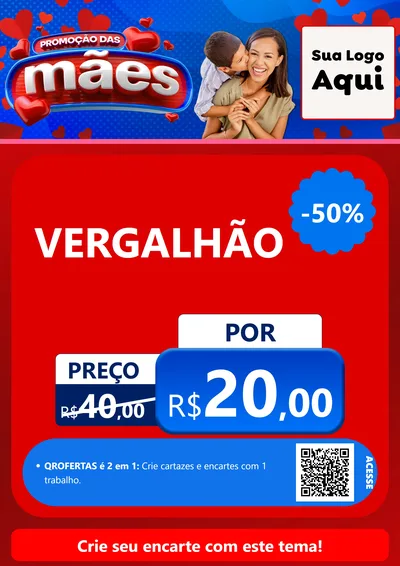 Modelo de Cartaz para Cartaz A4 Vertical com o tema Promoção das Mães para Ferragens