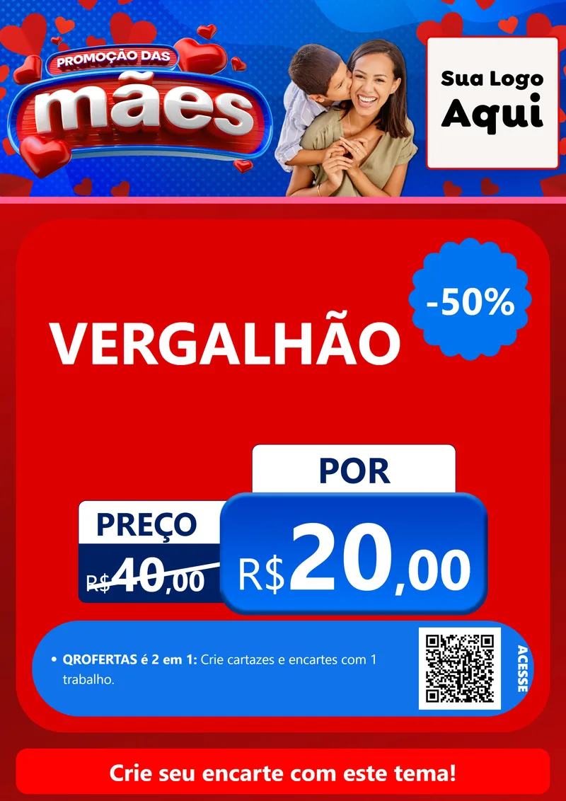 Modelo de Cartaz para Cartaz A4 Vertical com o tema Promoção das Mães para Ferragens
