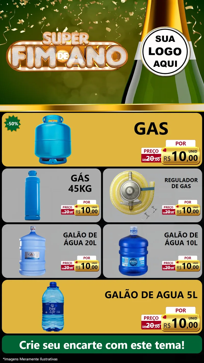 Modelo de TV para TV Vertical com o tema Super Fim de Ano para Água e gás